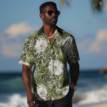 African Leopard Floral Pattern Hawaiian Shirt Safari Moss