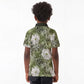 African Leopard Floral Pattern Kid Polo Shirt Safari Moss