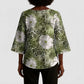 African Leopard Floral Pattern Kimono Sleeve Blouse Safari Moss