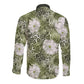 African Leopard Floral Pattern Long Sleeve Button Shirt Safari Moss
