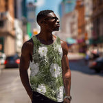 African Leopard Floral Pattern Men Tank Top Safari Moss