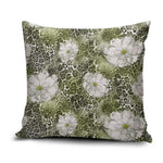 African Leopard Floral Pattern Pillow Cover Safari Moss
