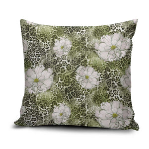 African Leopard Floral Pattern Pillow Cover Safari Moss