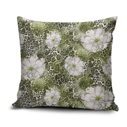 African Leopard Floral Pattern Pillow Cover Safari Moss