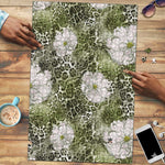African Leopard Floral Pattern Puzzle Safari Moss