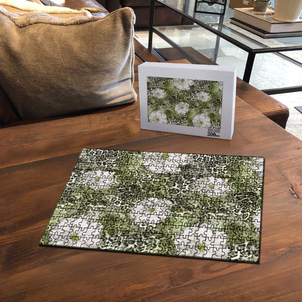 African Leopard Floral Pattern Puzzle Safari Moss