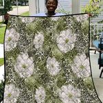 African Leopard Floral Pattern Quilt Safari Moss