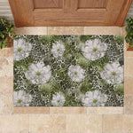 African Leopard Floral Pattern Rubber Doormat Safari Moss