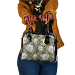 African Leopard Floral Pattern Shoulder Handbag Safari Moss