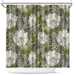 African Leopard Floral Pattern Shower Curtain Safari Moss