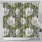 African Leopard Floral Pattern Shower Curtain Safari Moss