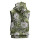 African Leopard Floral Pattern Sleeveless Hoodie Safari Moss