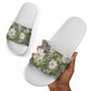 African Leopard Floral Pattern Slide Sandals Safari Moss