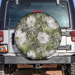 African Leopard Floral Pattern Spare Tire Cover Safari Moss