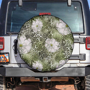 African Leopard Floral Pattern Spare Tire Cover Safari Moss