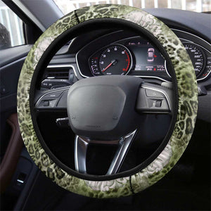 African Leopard Floral Pattern Steering Wheel Cover Safari Moss