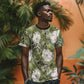 African Leopard Floral Pattern T shirt Safari Moss