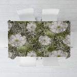 African Leopard Floral Pattern Tablecloth Safari Moss