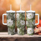 African Leopard Floral Pattern Tumbler With Handle Safari Moss