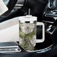 African Leopard Floral Pattern Tumbler With Handle Safari Moss