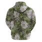 African Leopard Floral Pattern Zip Hoodie Safari Moss