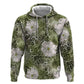 African Leopard Floral Pattern Zip Hoodie Safari Moss