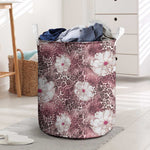 African Leopard Floral Pattern Laundry Basket Sunset Mauve