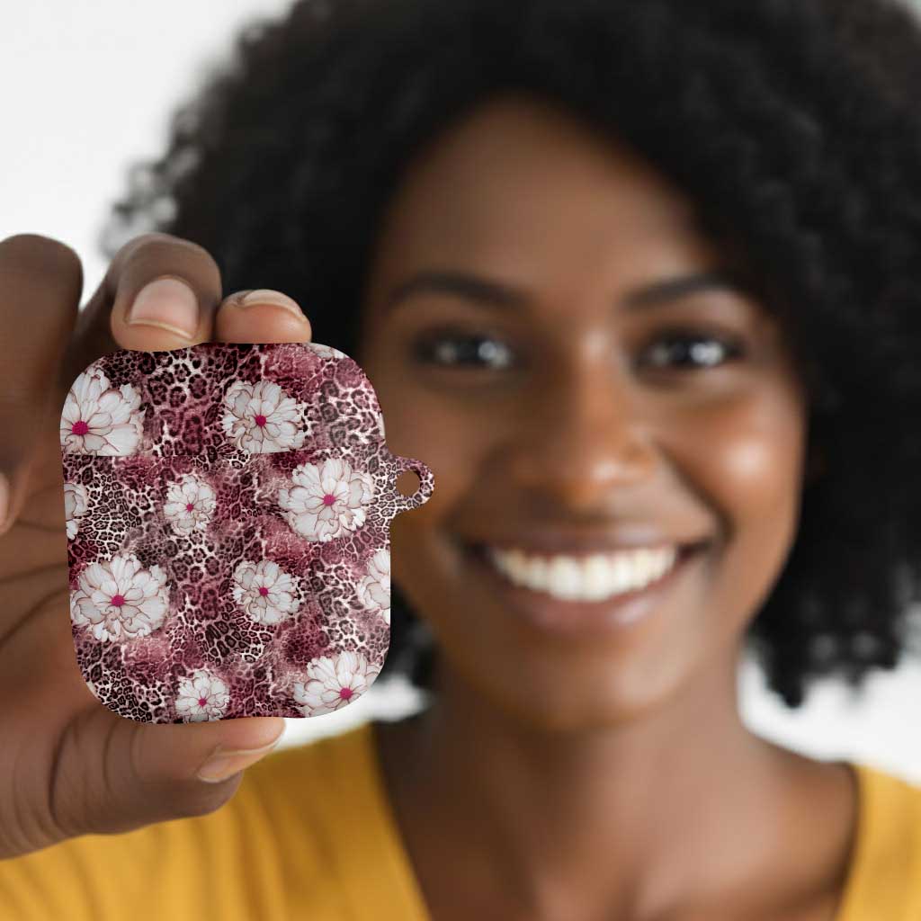African Leopard Floral Pattern AirPods Case Sunset Mauve