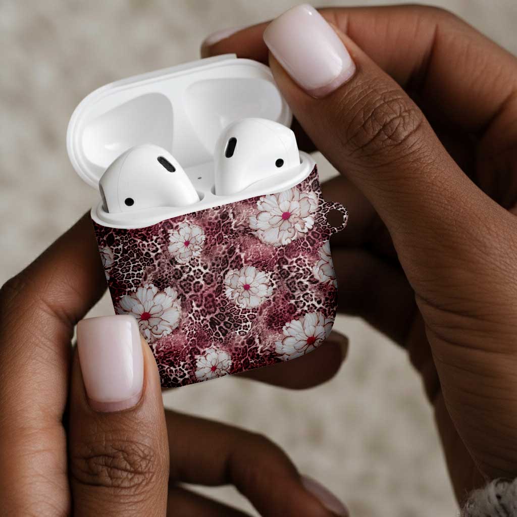 African Leopard Floral Pattern AirPods Case Sunset Mauve