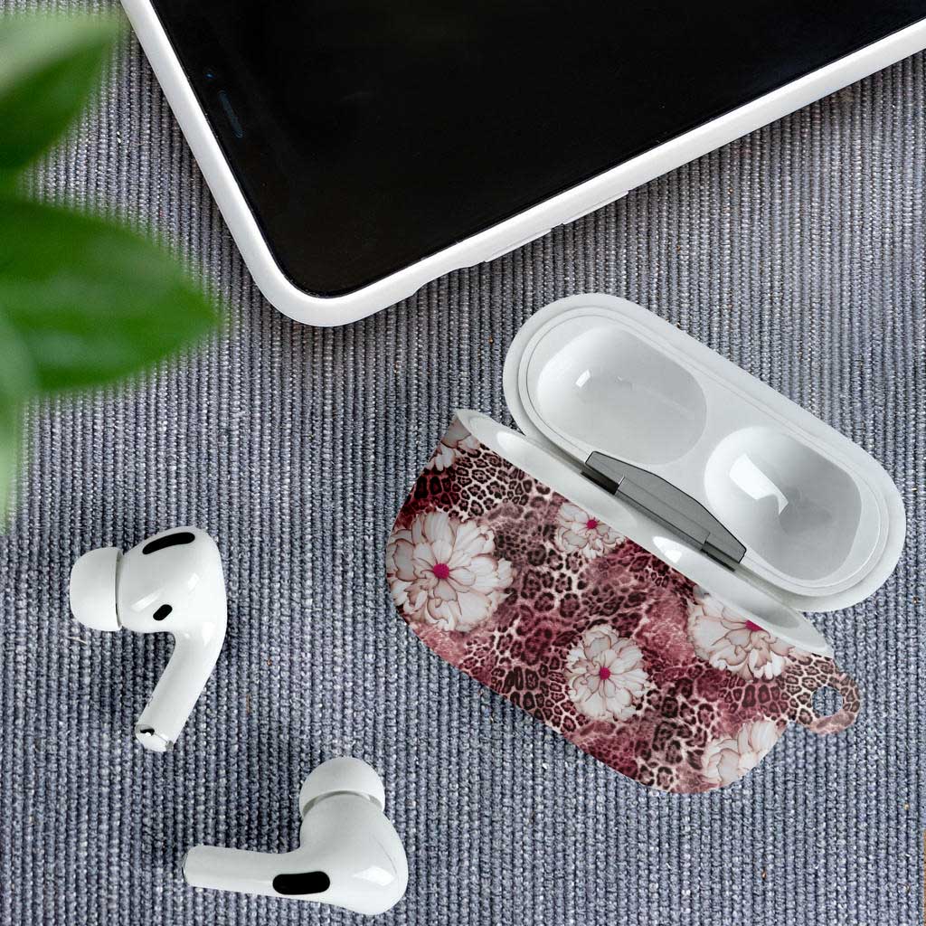African Leopard Floral Pattern AirPods Case Sunset Mauve
