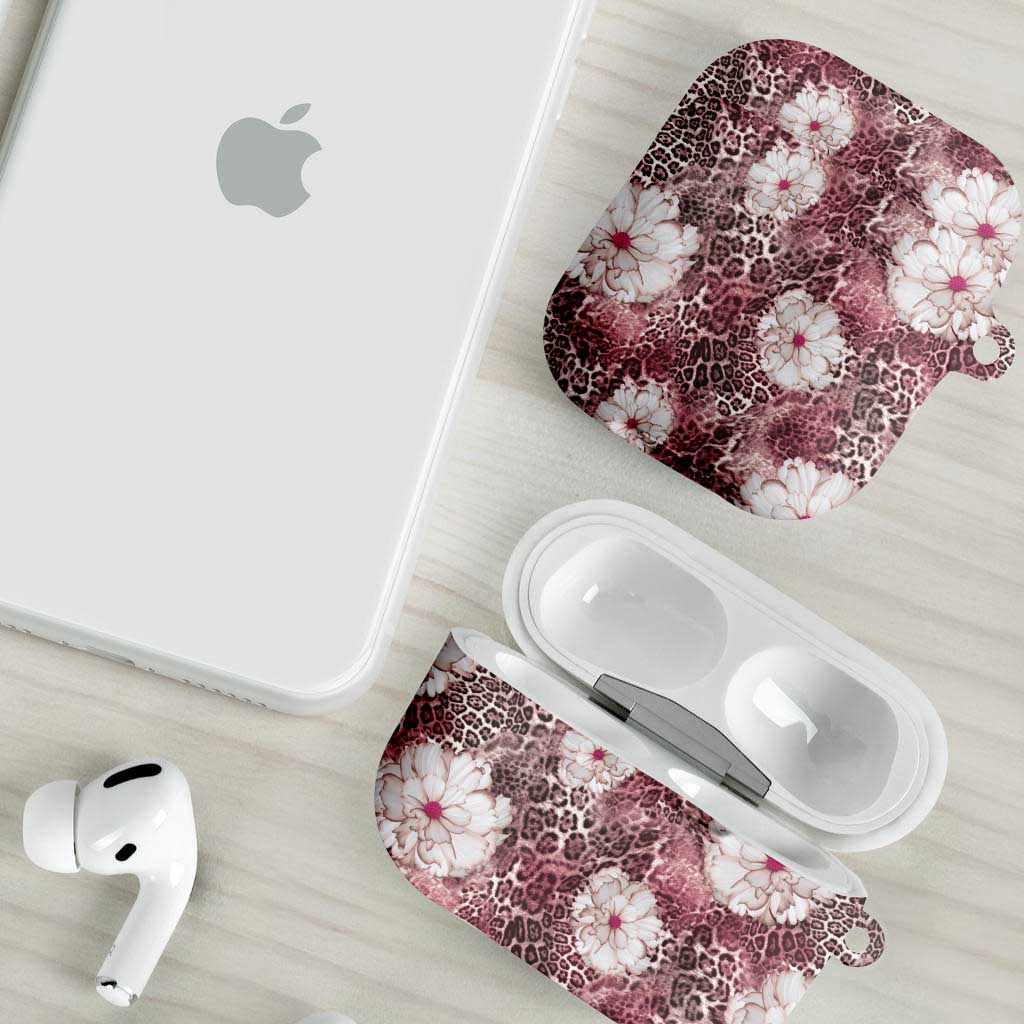 African Leopard Floral Pattern AirPods Case Sunset Mauve
