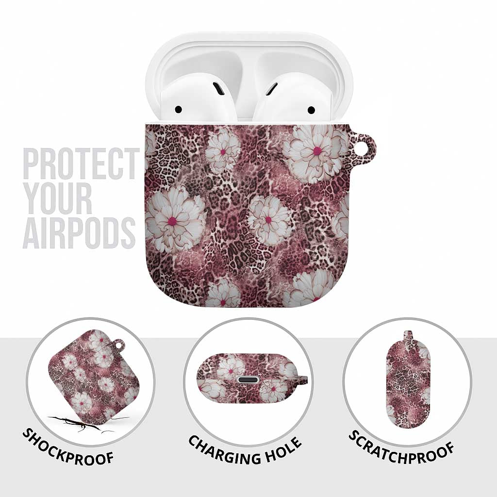 African Leopard Floral Pattern AirPods Case Sunset Mauve