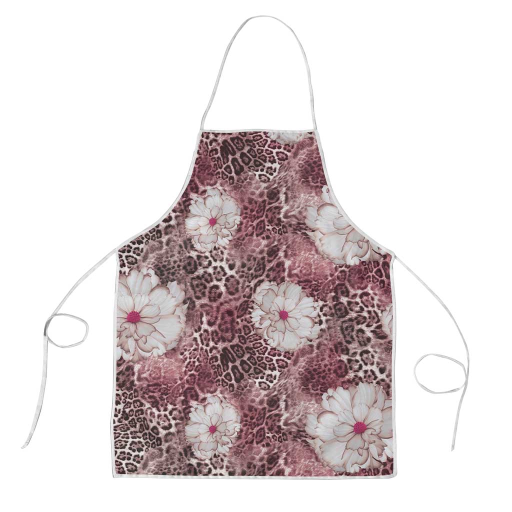 African Leopard Floral Pattern Apron Sunset Mauve