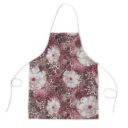 African Leopard Floral Pattern Apron Sunset Mauve