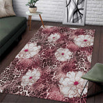 African Leopard Floral Pattern Area Rug Sunset Mauve