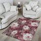African Leopard Floral Pattern Area Rug Sunset Mauve