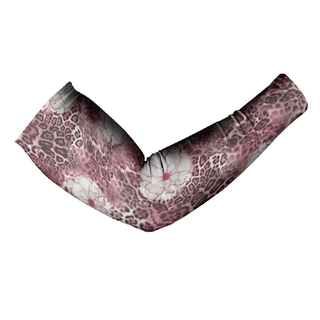 African Leopard Floral Pattern Arm Sleeves Sunset Mauve