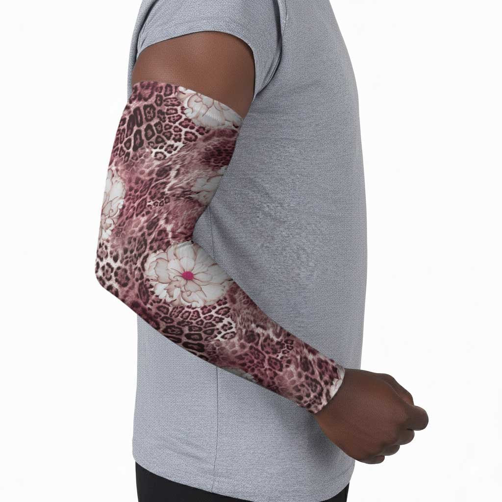 African Leopard Floral Pattern Arm Sleeves Sunset Mauve