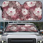 African Leopard Floral Pattern Auto Sun Shade Sunset Mauve