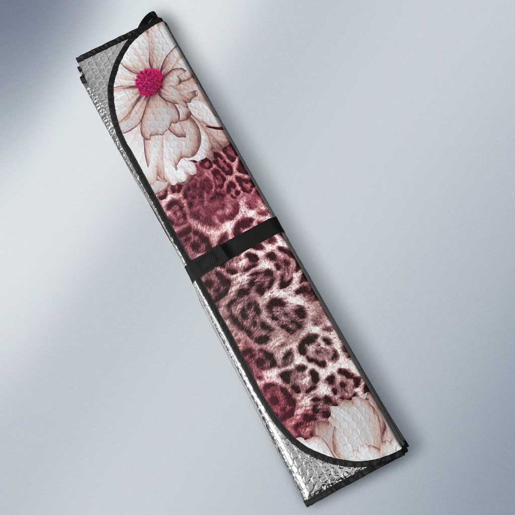 African Leopard Floral Pattern Auto Sun Shade Sunset Mauve