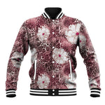 African Leopard Floral Pattern Baseball Jacket Sunset Mauve