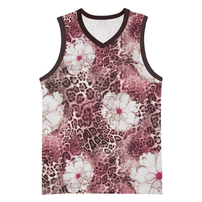 African Leopard Floral Pattern Basketball Jersey Sunset Mauve