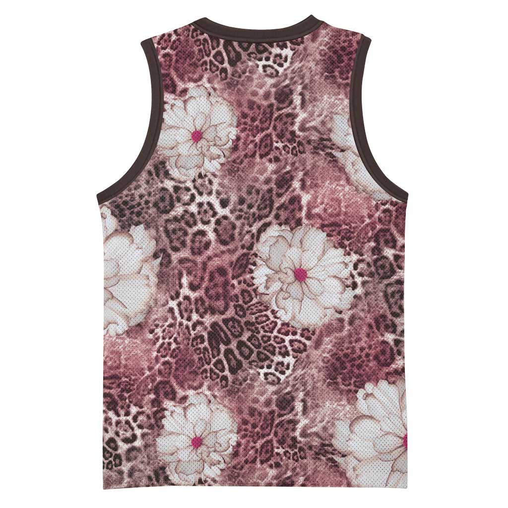 African Leopard Floral Pattern Basketball Jersey Sunset Mauve