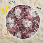 African Leopard Floral Pattern Beach Blanket Sunset Mauve