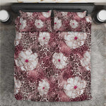African Leopard Floral Pattern Bedding Set Sunset Mauve