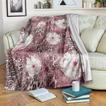 African Leopard Floral Pattern Blanket Sunset Mauve