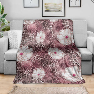 African Leopard Floral Pattern Blanket Sunset Mauve
