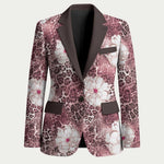 African Leopard Floral Pattern Blazer Sunset Mauve