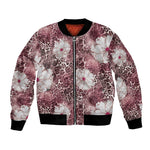 African Leopard Floral Pattern Bomber Jacket Sunset Mauve