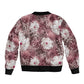 African Leopard Floral Pattern Bomber Jacket Sunset Mauve
